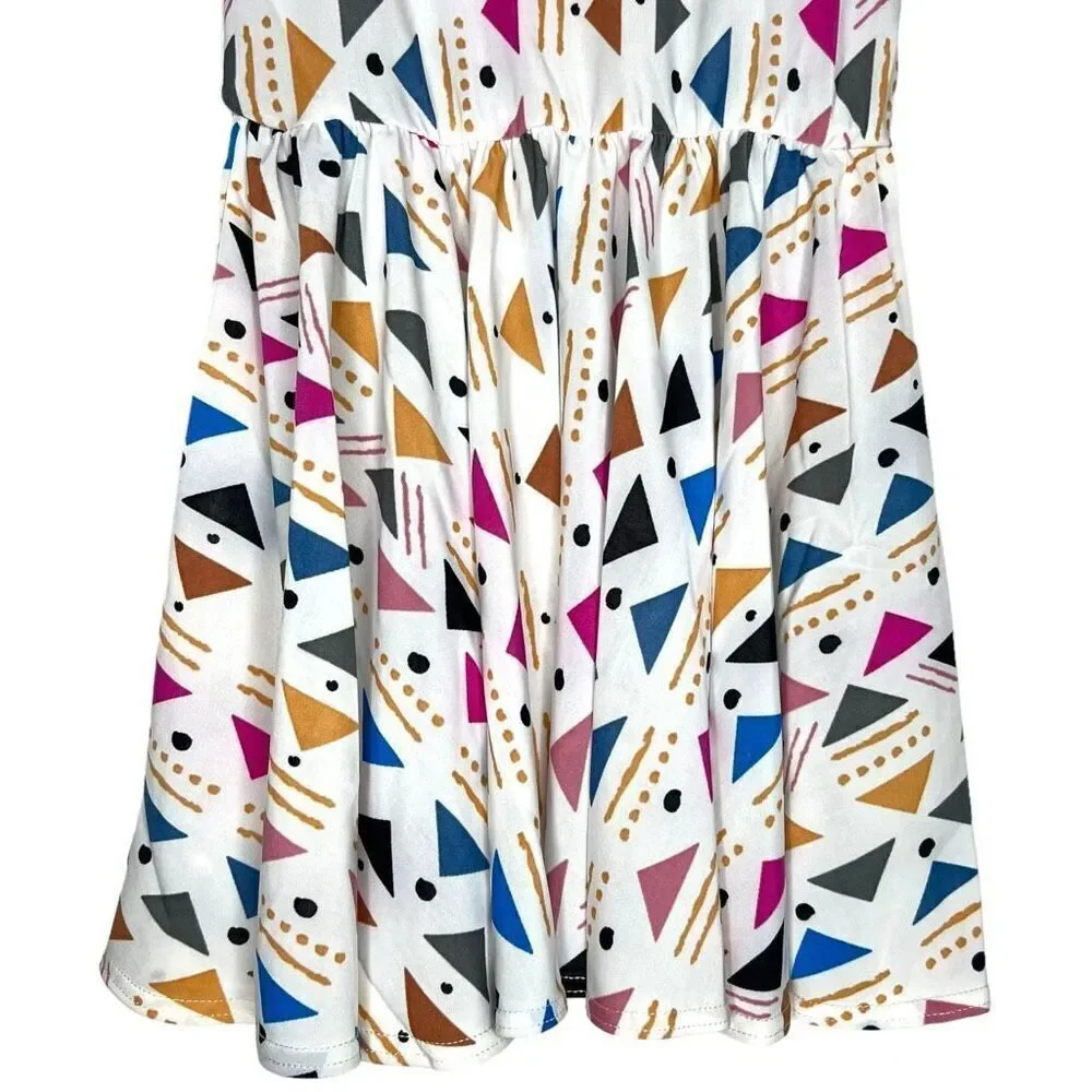 NEW Dot Dot Smile White Multicolor Geometric Tank Dress 2T